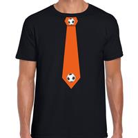 Bellatio Zwart t-shirt Holland / Nederland supporter oranje voetbal stropdas EK/ WK voor heren