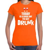 Bellatio Koningsdag t-shirt good day to get drunk oranje voor dames