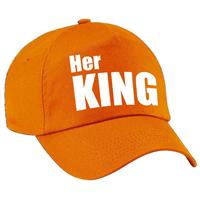 Bellatio Her King pet / cap oranje met witte letters heren -