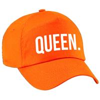 Bellatio Queen pet / cap oranje met witte bedrukking voor meisjes