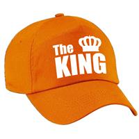 Bellatio The King pet / cap oranje met witte letters en kroon heren -
