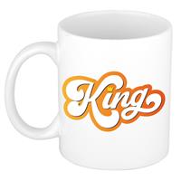 Bellatio Koningsdag King met kroontje mok/ beker wit 300 ml -