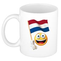 Bellatio Smiley vlag Nederland mok/ beker wit 300 ml -