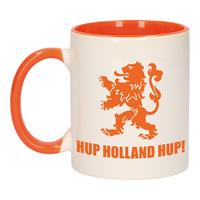 Bellatio Hup Holland hup met leeuw mok/ beker oranje wit 300 ml -