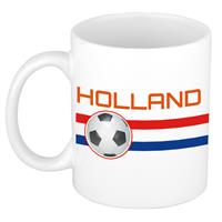 Bellatio Holland vlag met voetbal mok/ beker wit 300 ml -