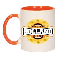 Bellatio Have fear Holland is here mok/ beker oranje wit 300 ml -