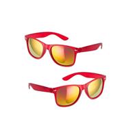 6x stuks hippe zonnebril rood met spiegelglazen -