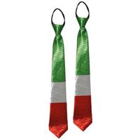 2x stuks verkleed stropdas Italiaanse vlag kleuren -