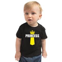 Bellatio Koningsdag t-shirt Princess met kroontje zwart voor babys 68 (3-6 maanden) -