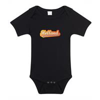Bellatio Holland met Nederlandse wimpel zwart romper Holland / Nederland supporter EK / WK voor babys -