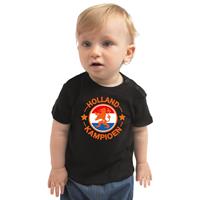 Bellatio Zwart t-shirt Holland kampioen met leeuw voor babys - Nederland supporter 62 (1-3 maanden) -