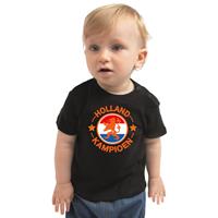 Bellatio Zwart t-shirt Holland kampioen met leeuw voor babys - Nederland supporter 68 (3-6 maanden) -