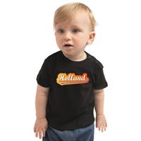 Bellatio Zwart t-shirt met Nederlandse wimpel Holland supporter voor babys 62 (1-3 maanden) -