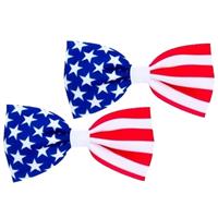 2x stuks uSA /Amerikaans verkleed vlinder strikje 16.5 cm -
