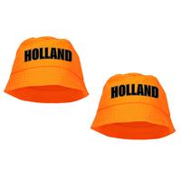 Bellatio 2x stuks Holland supporter visserspetje / zonnehoedje oranje voor Koningsdag en EK / WK fans -
