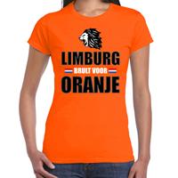 Bellatio Oranje t-shirt Limburg brult voor oranje dames - Holland / Nederland supporter shirt EK/ WK -