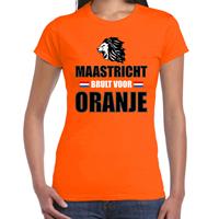 Bellatio Oranje t-shirt Maastricht brult voor oranje dames - Holland / Nederland supporter shirt EK/ WK -