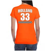 Bellatio Oranje t-shirt met nummer 33 - Holland / Nederland race fan shirt voor dames