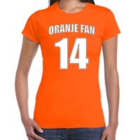 Bellatio Oranje fan nummer 14 oranje t-shirt Holland / Nederland supporter EK/ WK voor dames