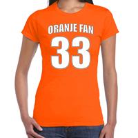 Bellatio Oranje race fan nummer 33 oranje t-shirt Holland / Nederland supporter voor dames