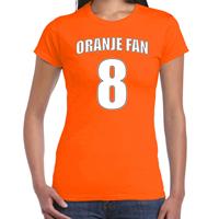 Bellatio Oranje fan nummer 8 oranje t-shirt Holland / Nederland supporter EK/ WK voor dames