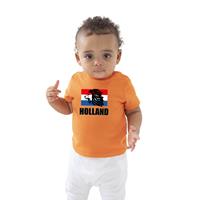 Bellatio Oranje t-shirt Holland supporter met leeuw en vlag EK/ WK voor baby / peuters 54/60 (0-3 maanden) -