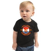 Bellatio Zwart t-shirt Holland kampioen met leeuw voor baby / peuters - Nederland supporter (13-36 maanden) -