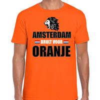 Bellatio Oranje t-shirt Amsterdam brult voor oranje heren - Holland / Nederland supporter shirt EK/ WK -