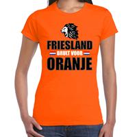 Bellatio Oranje t-shirt Friesland brult voor oranje dames - Holland / Nederland supporter shirt EK/ WK -