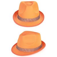 2x stuks oranje verkleed hoedje met zilveren steentjes -