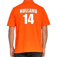 Bellatio Oranje supporter poloshirt met rugnummer 14 - Holland / Nederland fan shirt voor heren