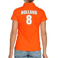 Bellatio Oranje supporter poloshirt met rugnummer 8 - Holland / Nederland fan shirt voor dames
