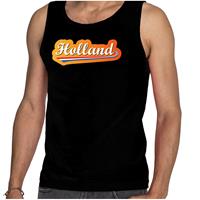 Bellatio Zwarte tanktop Holland met Nederlandse wimpel EK/ KW supporter voor heren