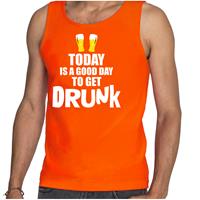 Bellatio Oranje tanktop today is a good day to get drunk bier Koningsdag/ Nederland/ EK/ WK supporter heren -