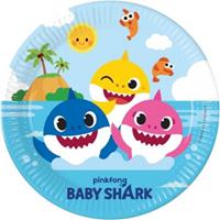 Procos Pappteller Baby Shark- Fun in the Sun - Neue Generation ohne Plastiklaminierung 23cm, 8 Stück mehrfarbig