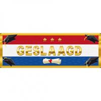 5x stuks stickers Geslaagd Nederlandse vlag 19,6 x 6,5 cm -