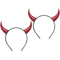 Set van 2x stuks rode duivel hoorns op diadeem -