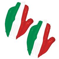 2x stuks opblaasbare supporters hand van vlag Italie 50 cm -