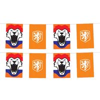 Oranje artikelen 5x stuks oranje KNVB vlaggenlijnen 3 meter -