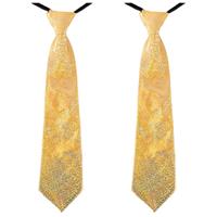 2x stuks gouden carnaval verkleed glitter stropdas voor volwassenen