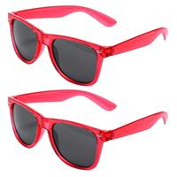 Set van 12x stuks rode retro model party zonnebril voor volwassenen