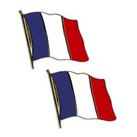 Set van 2x stuks pin speldje broche Vlag Frankrijk 2 cm -