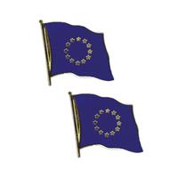 2x stuks supporters pin/broche/speldje vlag Europa -