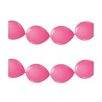 2x stuks ballonnen verjaardag feest slinger roze 3 meter -