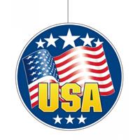 2x stuks USA/Amerikaanse vlag hangdecoratie 28 cm van karton -