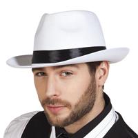 2x stuks witte maffia gangster verkleed hoed voor volwassenen
