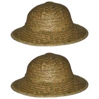 2x stuks safarihoed van stro - carnaval verkleed hoeden -
