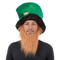 2x stuks st Patricks Day groene hoed met baard voor volwassenen