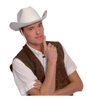 4x stuks witte verkleed cowboyhoed vilt -