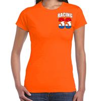Bellatio Racing 33 supporter / race fan t-shirt borst bedrukking oranje voor dames